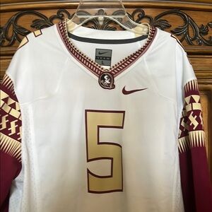 Nike White and Maroon Florida State Football Jersey.
